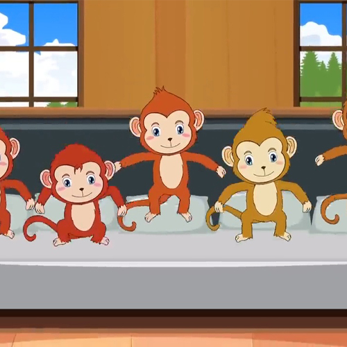 เพลง ลิง 5 ตัวกระโดดบนเตียง นับเลข 1- 10